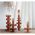 Home Decoration Brown colored pillar candle holders